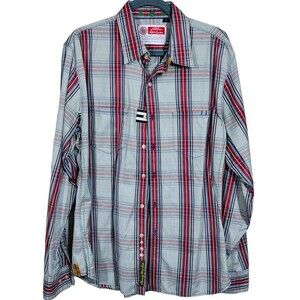 Robert Graham Shirt Mens Freshly Laundered Shirt Red/Tan Plaid shirt size L